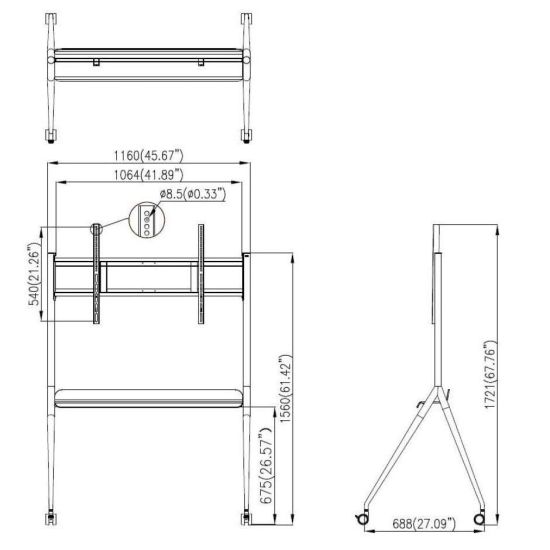 DS-D5ABKY2-S Mobile stand, Display and Control 
Interactive Flat Panels
55-65-75" Conference Flat Panel Brackets
This bracket is suitable for 55/65/75 inch conference panel installation.
