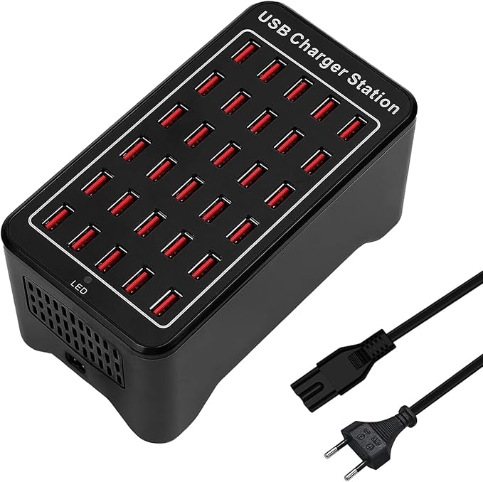 USB-150W30 Multiport USB lader, 30-Poorts, 150W/30A USB Smart Charger